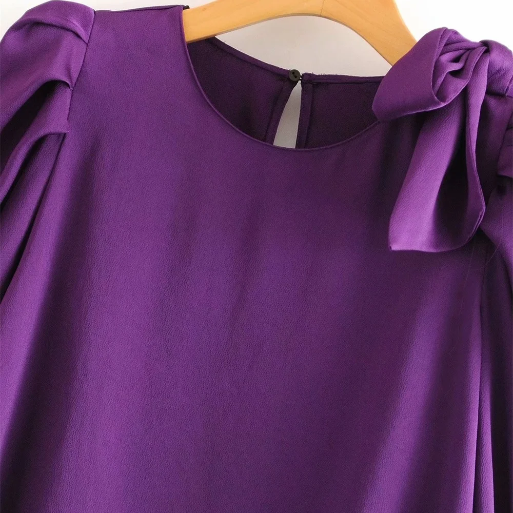 Za ženy nový styl podzim 2019 kolem krku tričko dlouhý rukáv s záhybů a bowknot dekorace tričko 08288875611 0