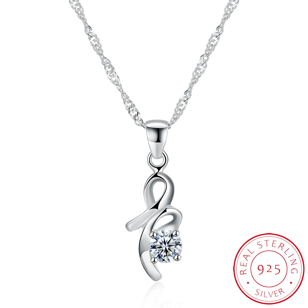 ZEMIOR 925 Sterling Silver Náhrdelníky Módní Tvar B Dopis Přívěsek Pro Ženy Elegantní Zirkony Náhrdelník Přívěsky Šperky 4