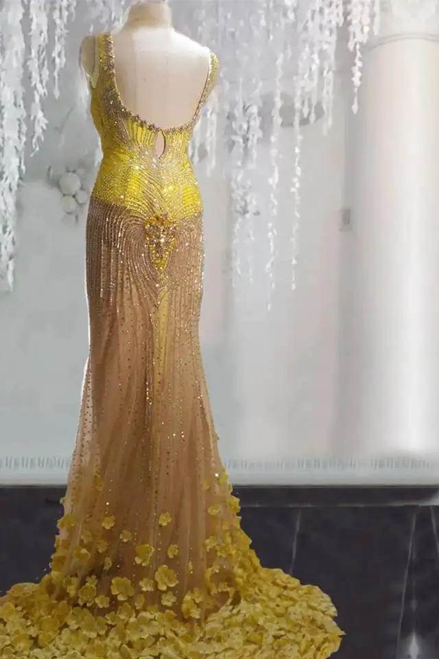Zlaté Luxusní Flitr Prom Šaty 2021 Nové Ženy, Formální Párty, Noc, Dlouhé Rukávy, Nášivky Split Večerní Šaty Vestidos De Gala 4