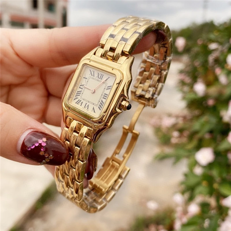 Značka C hodinky tenké hodinky 316L nerezové případ dovozu pohybu vysoce kvalitní cheetah quartz zlaté hodinky pro office ženský dárek 2