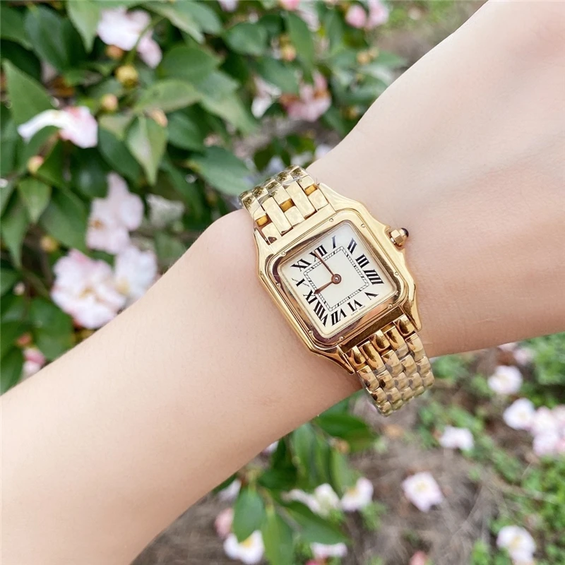 Značka C hodinky tenké hodinky 316L nerezové případ dovozu pohybu vysoce kvalitní cheetah quartz zlaté hodinky pro office ženský dárek 4