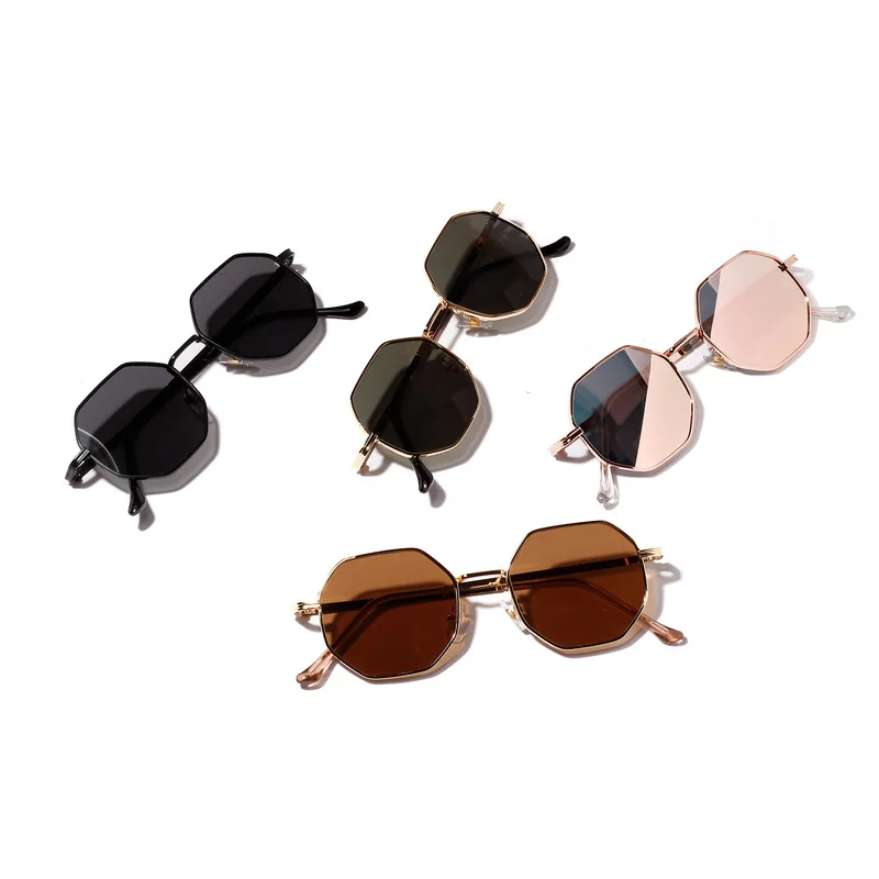 Značky Design Kovové Polygon Rám Módní sluneční Brýle, Ženy, Pro Muže, Vintage Luxusní Zrcadlové Sluneční Brýle UV400 De Sol 3