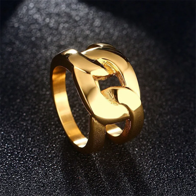 ZORCVENS 2020 Nová Zlatá Barva Velké Svatební Zásnubní Prsten z Nerezové Oceli Klubu Strany Prsteny Pro Ženy Šperky 2