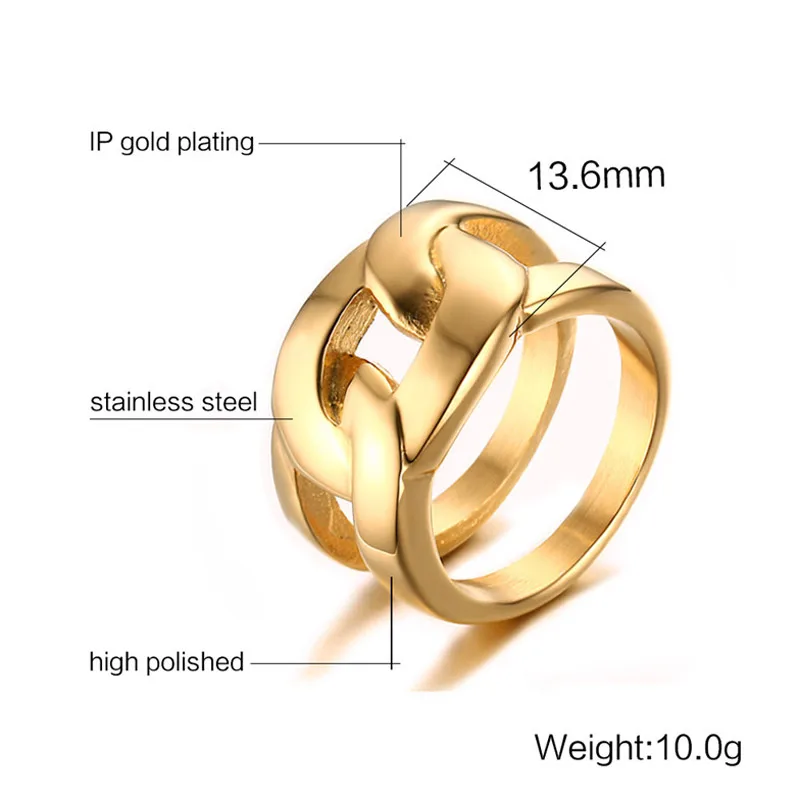 ZORCVENS 2020 Nová Zlatá Barva Velké Svatební Zásnubní Prsten z Nerezové Oceli Klubu Strany Prsteny Pro Ženy Šperky 3