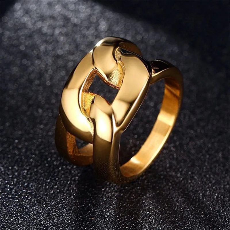 ZORCVENS 2020 Nová Zlatá Barva Velké Svatební Zásnubní Prsten z Nerezové Oceli Klubu Strany Prsteny Pro Ženy Šperky 4