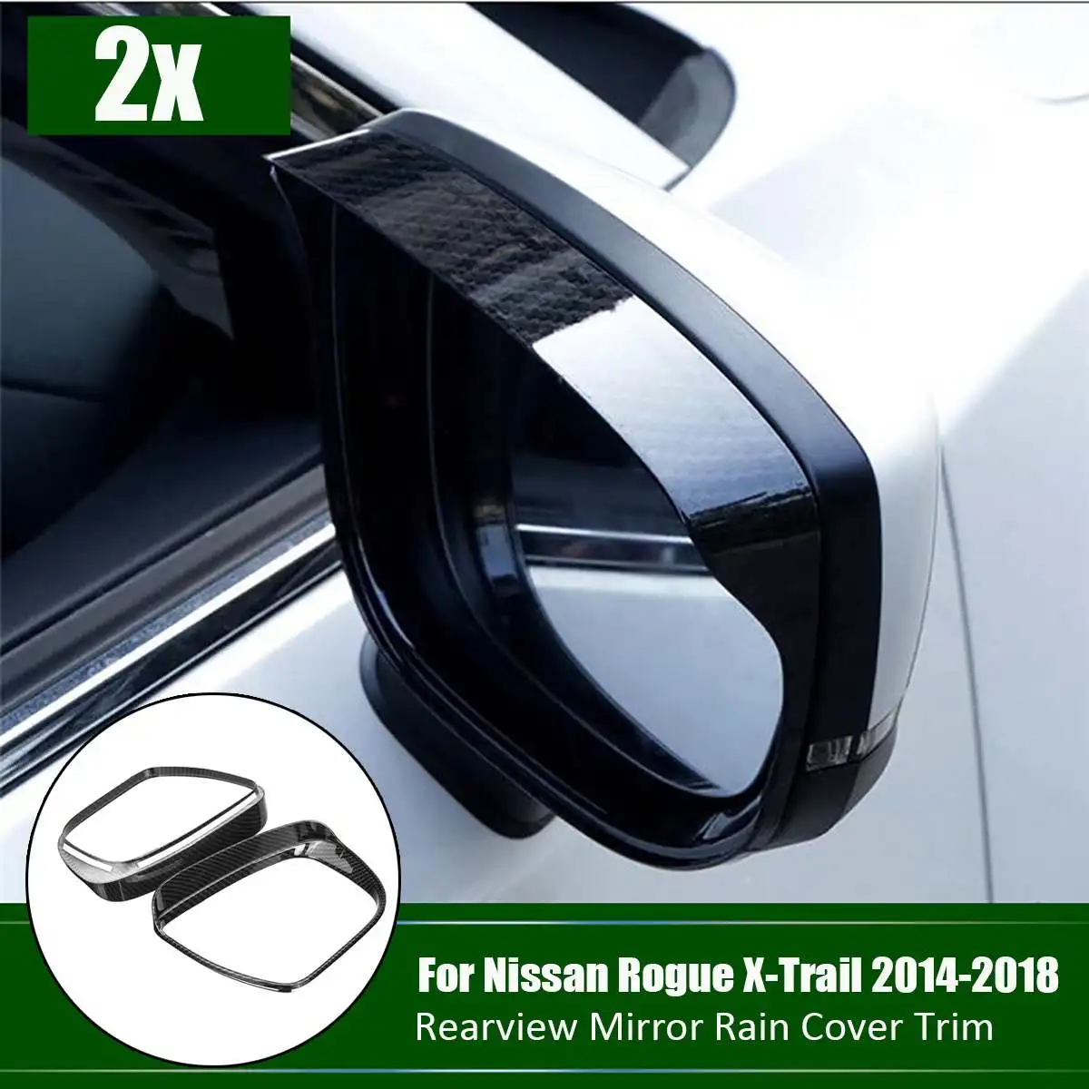 Zpětné Zrcátko, Kryt pro Nissan Rogue X-Trail-2018 Uhlíkových Vláken Zadní Pohled Zrcadlo Rám Déšť Obočí Sun Odstín Car styling 2