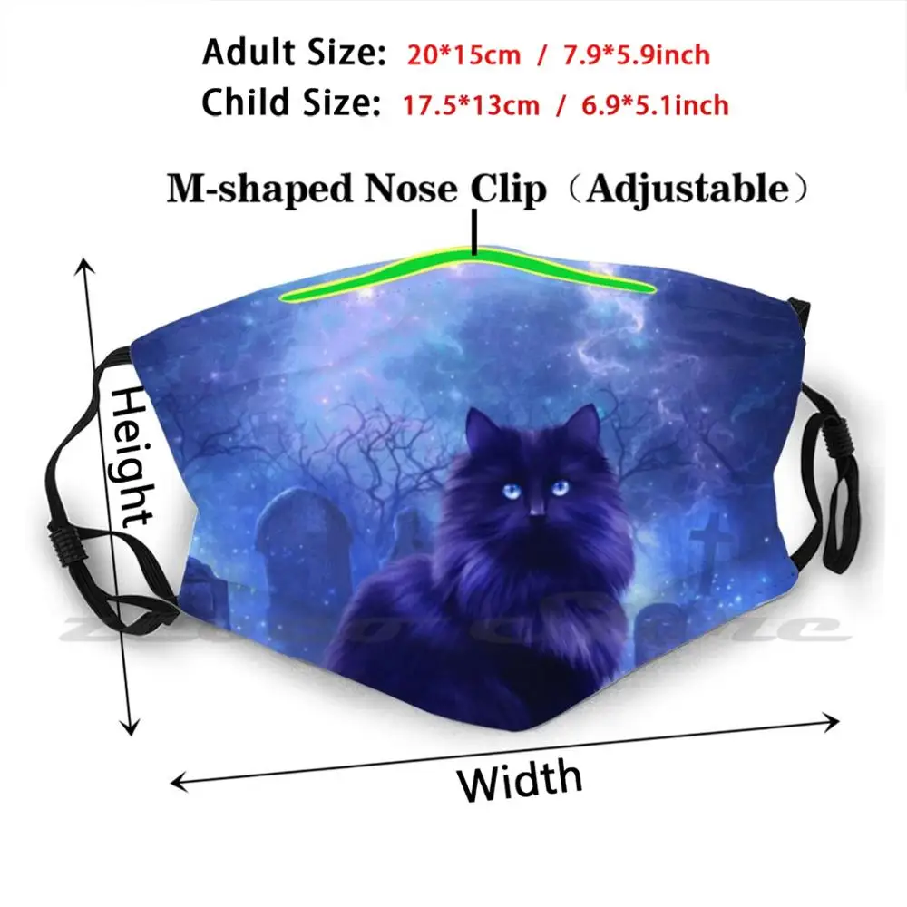 Čarodějnice Známé Maska DIY Omyvatelný Filtr Pm2.5 Úst Trendy Cat Gothic Galaxy Čarodějnice Kočičí Kočky Vesmírný Hřbitov 3