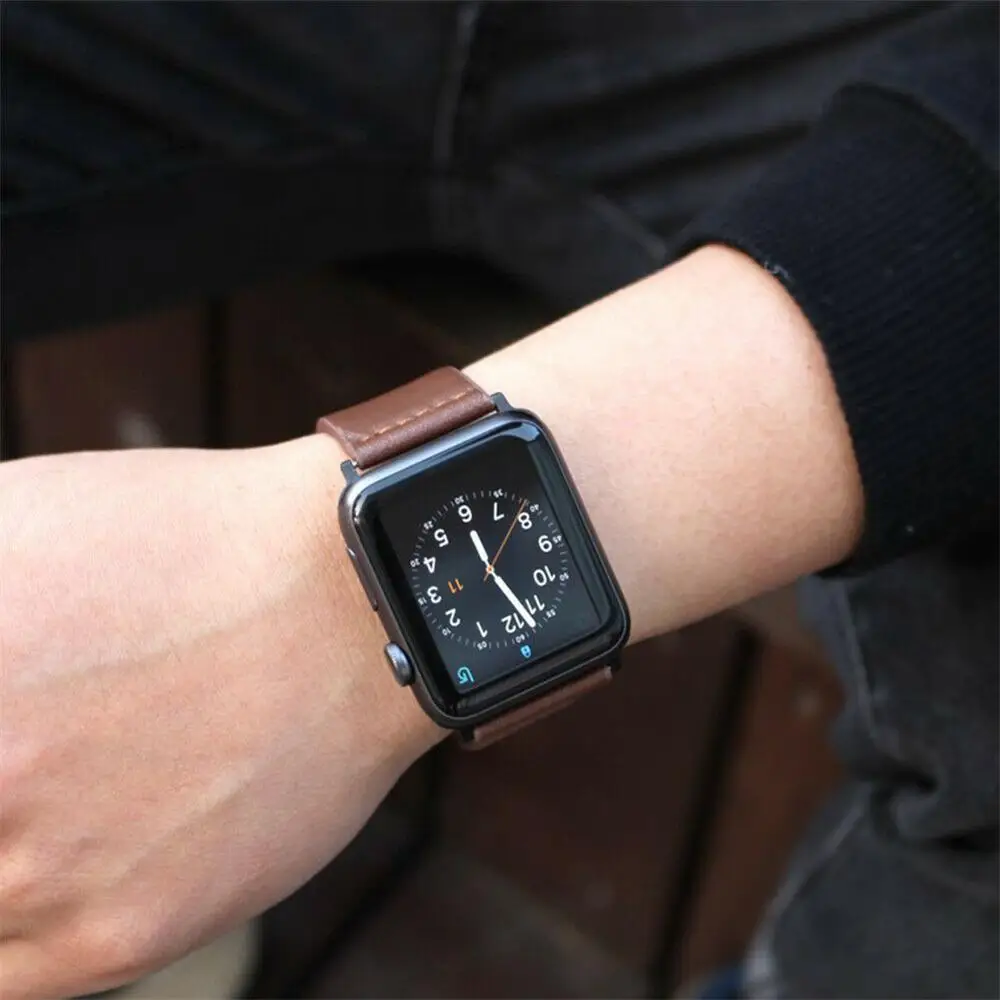 Černé kožené apple watch band Pro Apple Watch Band 40mm iWatch 42mm 5 44 mm 38 mm Pravé Kůže kapela pro Apple Watch 4 3 smyčky 0