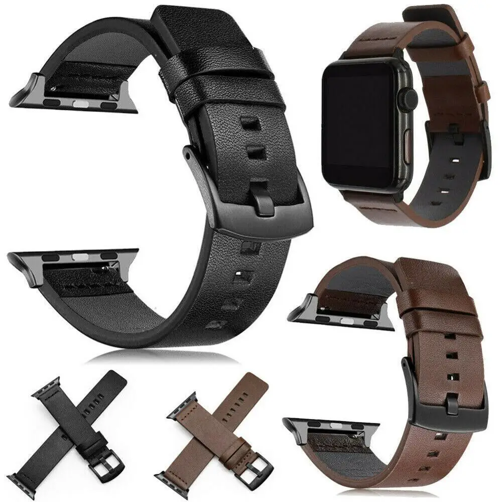 Černé kožené apple watch band Pro Apple Watch Band 40mm iWatch 42mm 5 44 mm 38 mm Pravé Kůže kapela pro Apple Watch 4 3 smyčky 1