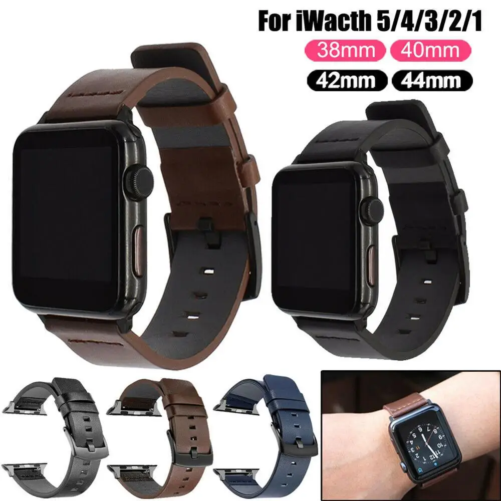 Černé kožené apple watch band Pro Apple Watch Band 40mm iWatch 42mm 5 44 mm 38 mm Pravé Kůže kapela pro Apple Watch 4 3 smyčky 4