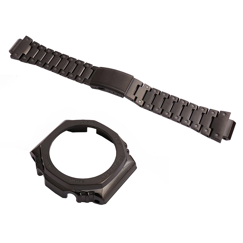 Černý pásek případě modifikované hodinky z nerezové oceli příslušenství pro Casio G-SHOCK GA2100 venkovní sportovní vodotěsné hodinky kapely ženy 2