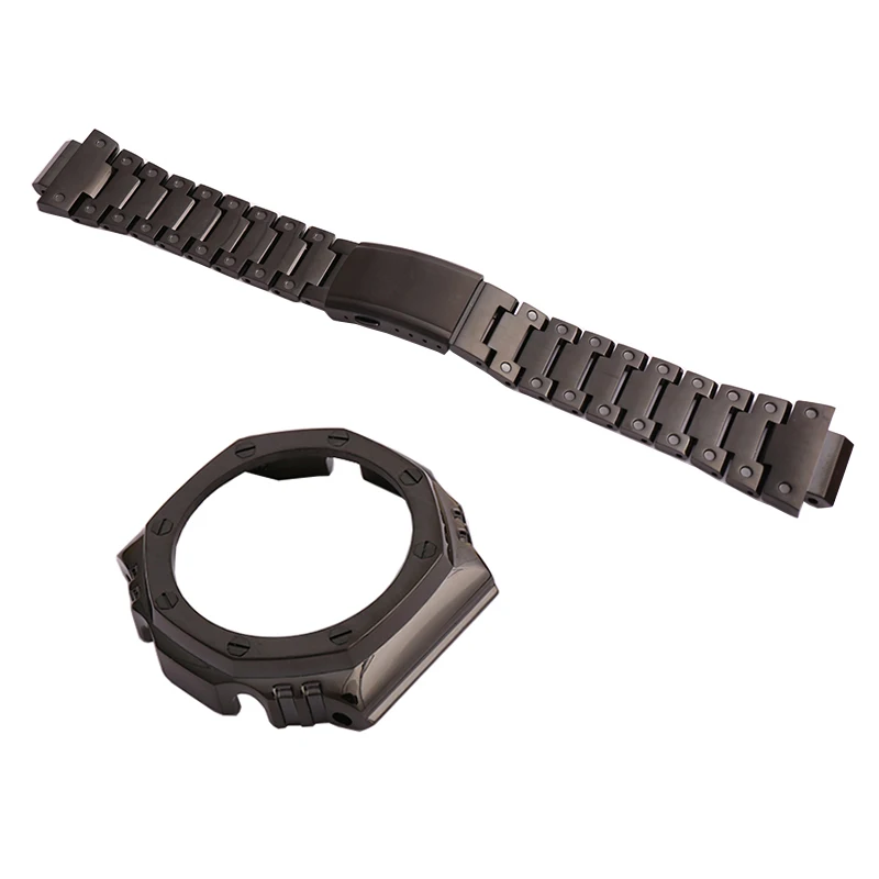Černý pásek případě modifikované hodinky z nerezové oceli příslušenství pro Casio G-SHOCK GA2100 venkovní sportovní vodotěsné hodinky kapely ženy 4