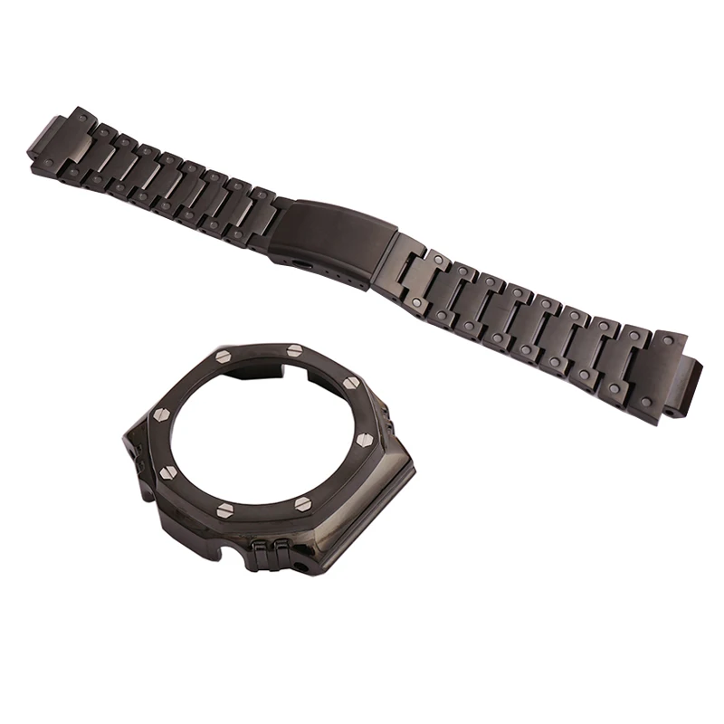 Černý pásek případě modifikované hodinky z nerezové oceli příslušenství pro Casio G-SHOCK GA2100 venkovní sportovní vodotěsné hodinky kapely ženy 5