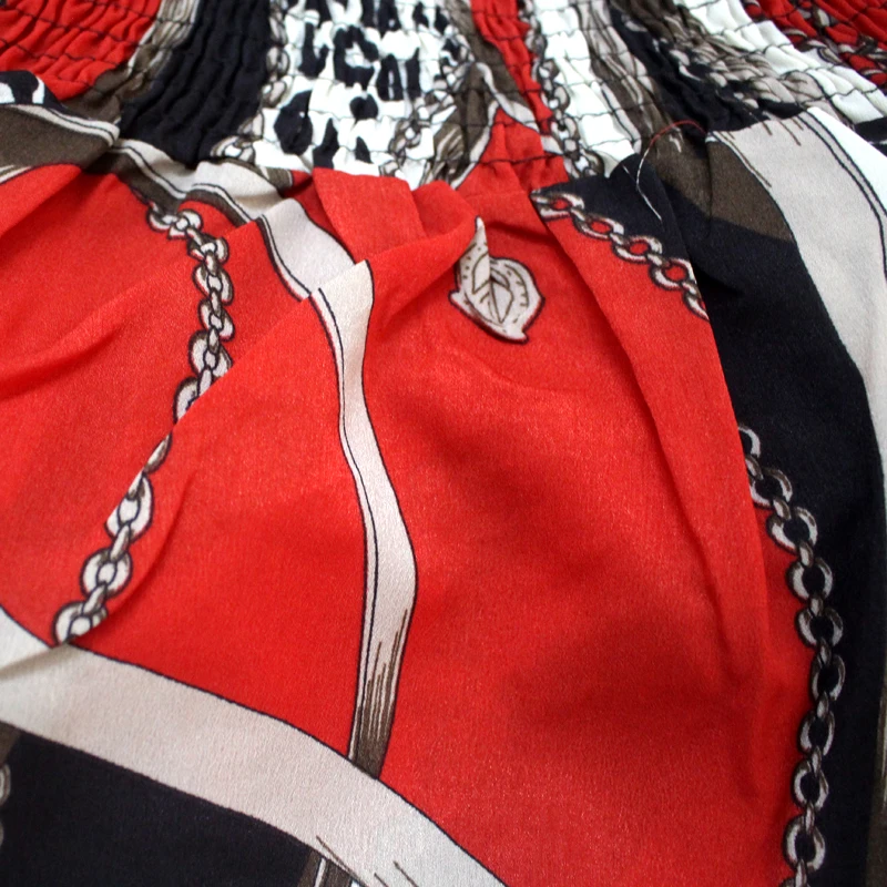 Červená Barva Tištěné Off Rameno Puff Rukáv Ženy Šaty Leopard Křídel Indie Folk Maxi Šaty pro Africké 0