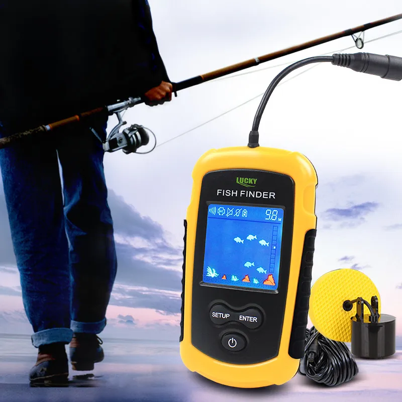 Štěstí FFC1108-1 Pevné Přenosné hloubkoměr rybaření finder sonar senzor 100M Muti-jazyk finder ryb ryby lákat echo lcd 1
