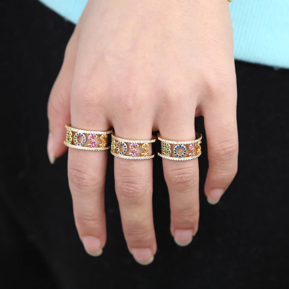 ŠÉF ŠŤASTNÝ MILOSTNÝ dopis otevřít prsten bílé Zlato vydláždit cz barevné módní trendy ženy prst šperky 1