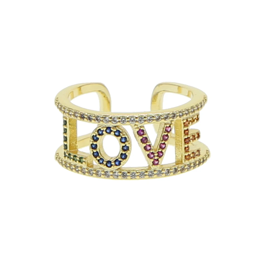 ŠÉF ŠŤASTNÝ MILOSTNÝ dopis otevřít prsten bílé Zlato vydláždit cz barevné módní trendy ženy prst šperky 3
