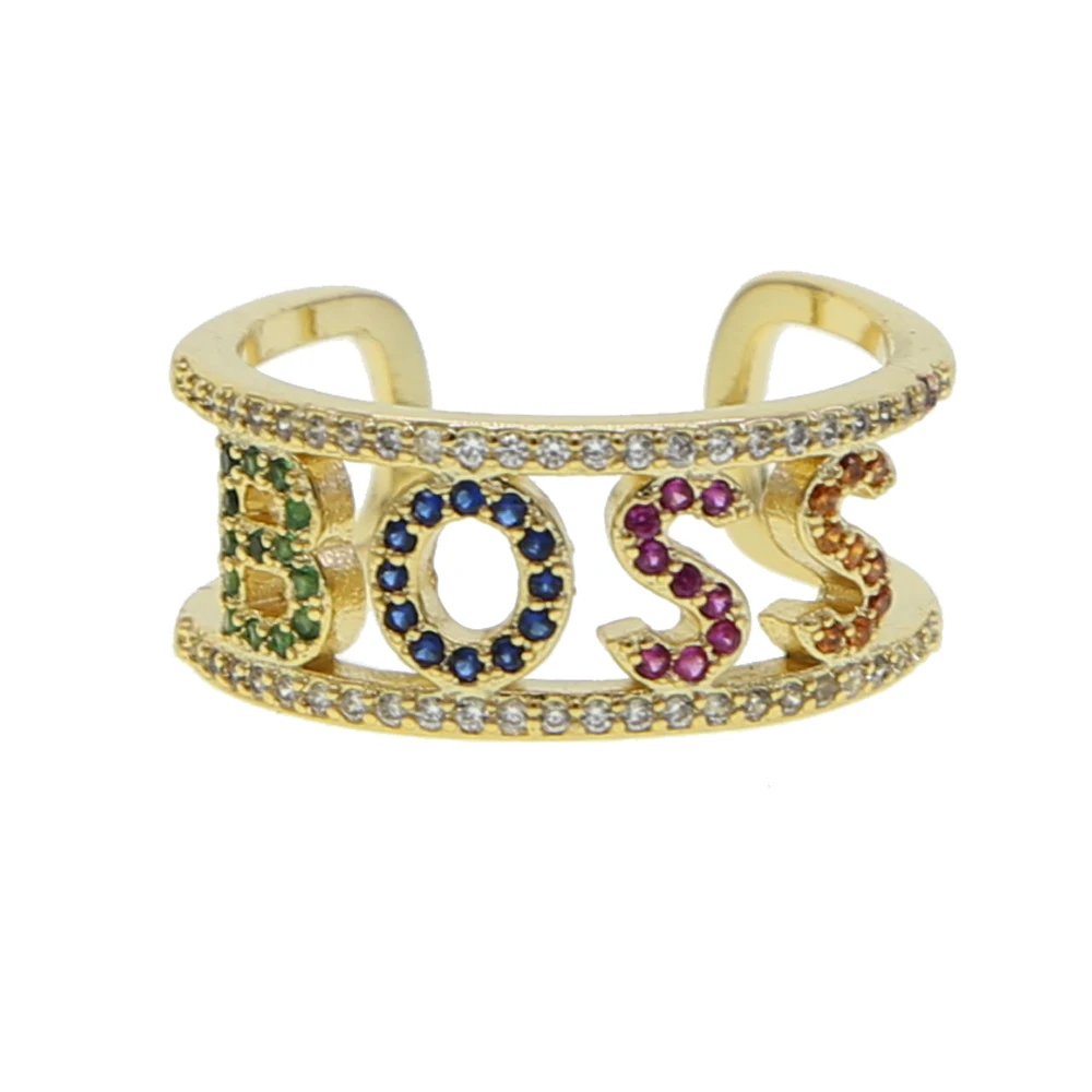 ŠÉF ŠŤASTNÝ MILOSTNÝ dopis otevřít prsten bílé Zlato vydláždit cz barevné módní trendy ženy prst šperky 5