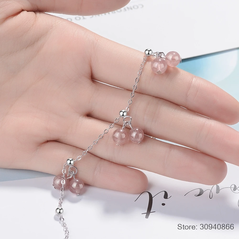 Ženské Módní Jednoduchý Krásná 925 Sterling Silver Šperky Sladké Čerstvé Jahody Crystal Nádherné Náramky SB107 5