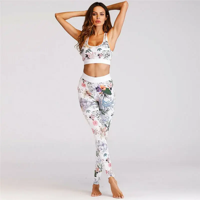 Ženy Jóga Set Běží Podprsenka + Kalhoty Gym Cvičení Fitness Sportovní Oblečení Yogawear Teplákové Soupravy 2019 3