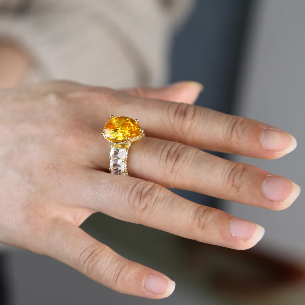 Žlutá Zlatá Barva Velké Vody Drop Tvaru Cz Stone Zásnubní Prsteny pro Ženy, Svatební Dar 2020 Nové Letní Styl 5
